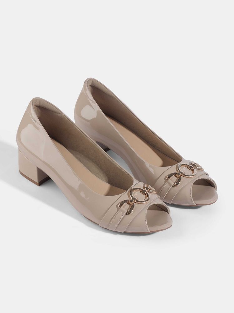 Lemon & Pepper Women Block Pump Heels - Beige-picture-19