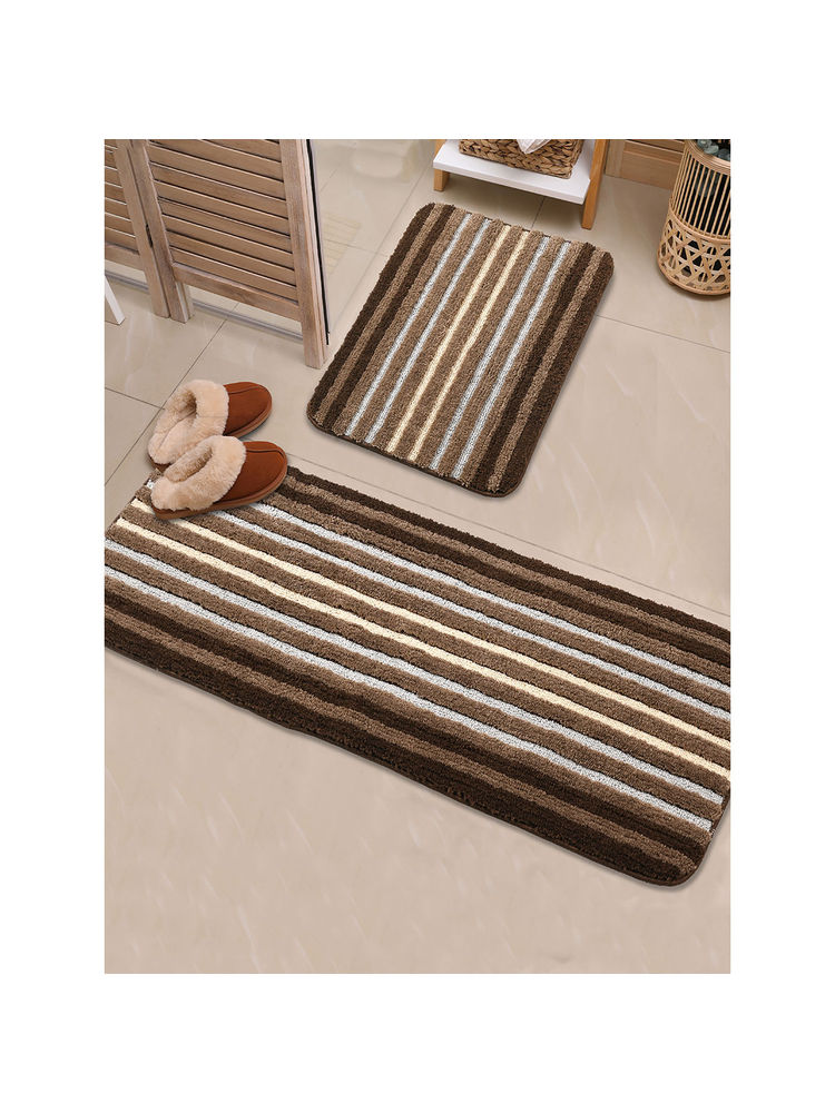 Saral Home Microfiber Bathmat and Runner, Brown (Set of 2)-picture-15
