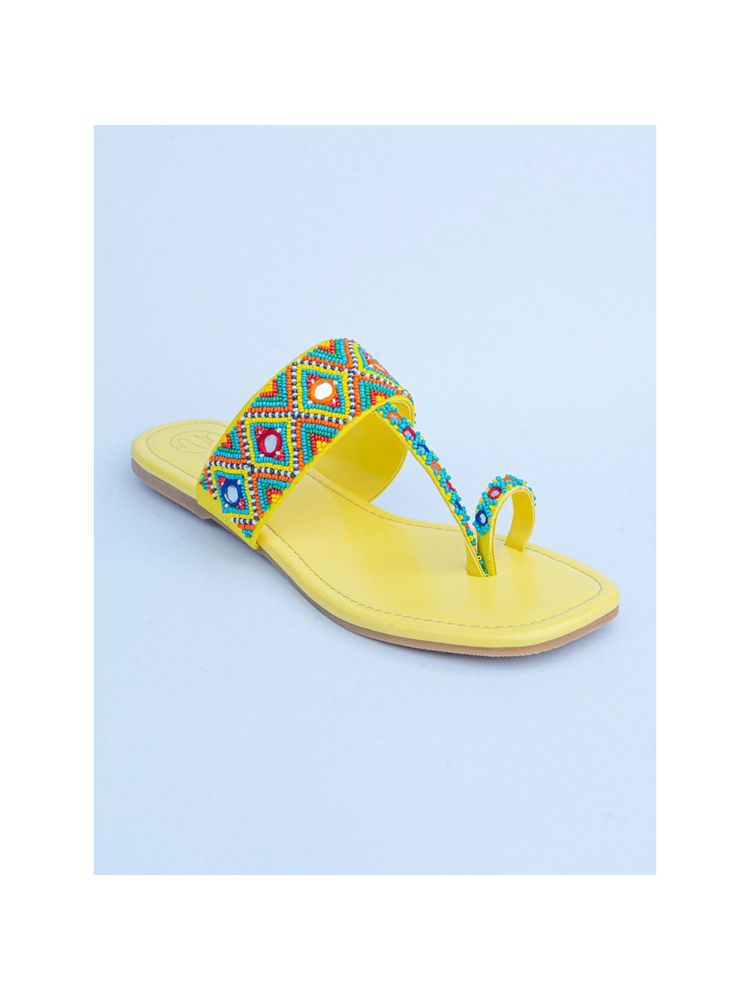NR BY NIDHI RATHI Embellished Yellow Kolhapuris-picture-14
