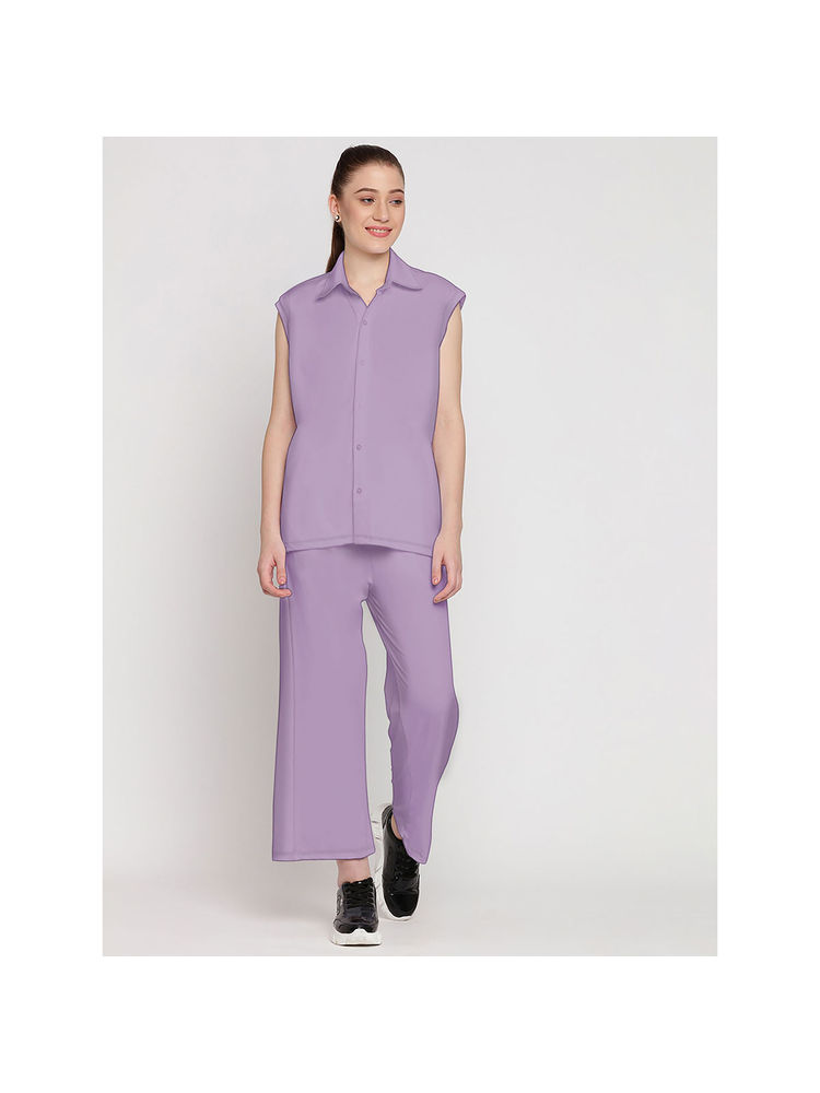 Wear Jukebox Zen Flow Trackpant & Shirt for Women Lavender (Set of 2)-image-19