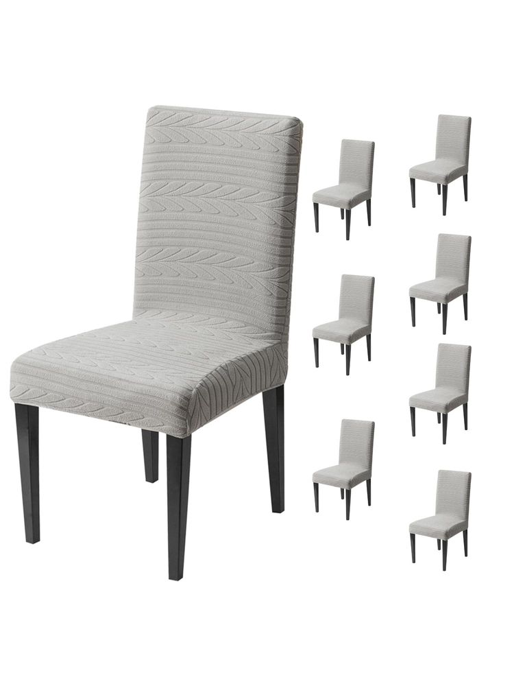 House of Quirk Grey Elastic Jacquard Soft Touching Chair Cover Stretch Removable - (Pack of 8)-picture-23