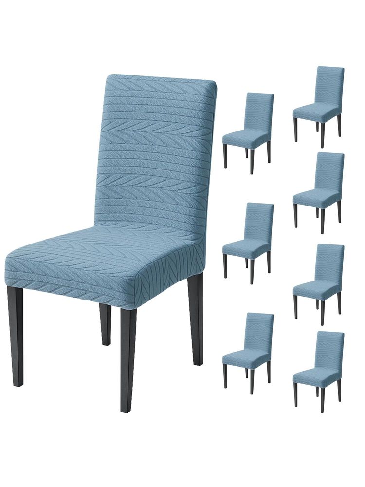 House of Quirk Light Blue Elastic Jacquard Soft Touching Chair Cover Stretch Removable - (Pack of 8)-image-10