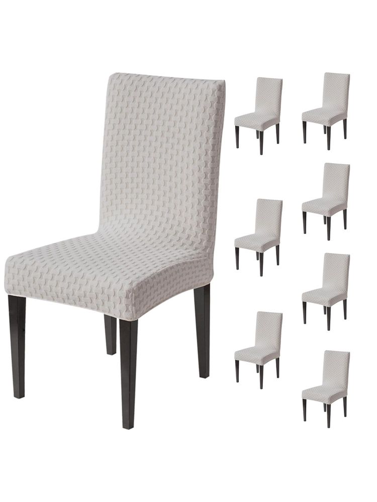 House of Quirk Grey Elastic Jacquard Soft Touching Chair Cover Stretch Removable - (Pack of 8)-image-38