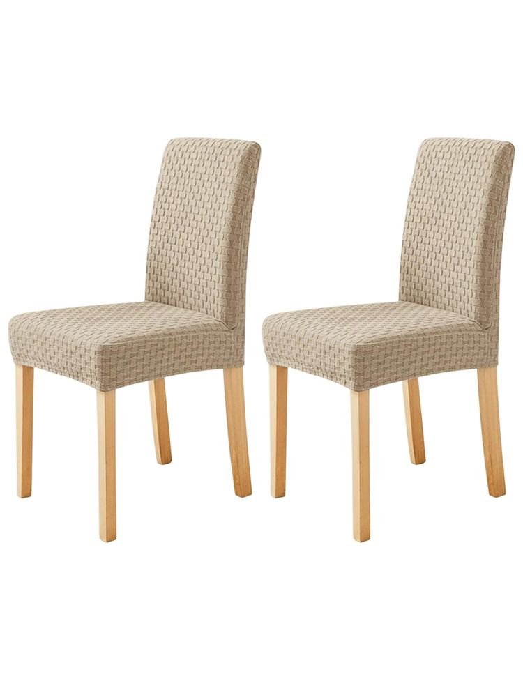 House of Quirk Khaki Elastic Jacquard Soft Touching Chair Cover Stretch Removable - (Pack of 2)-picture-27