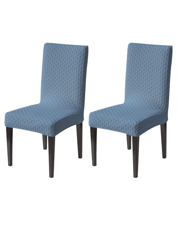 House of Quirk Light Blue Elastic Jacquard Soft Touching Chair Cover Stretch Removable - (Pack of 2)-picture-15