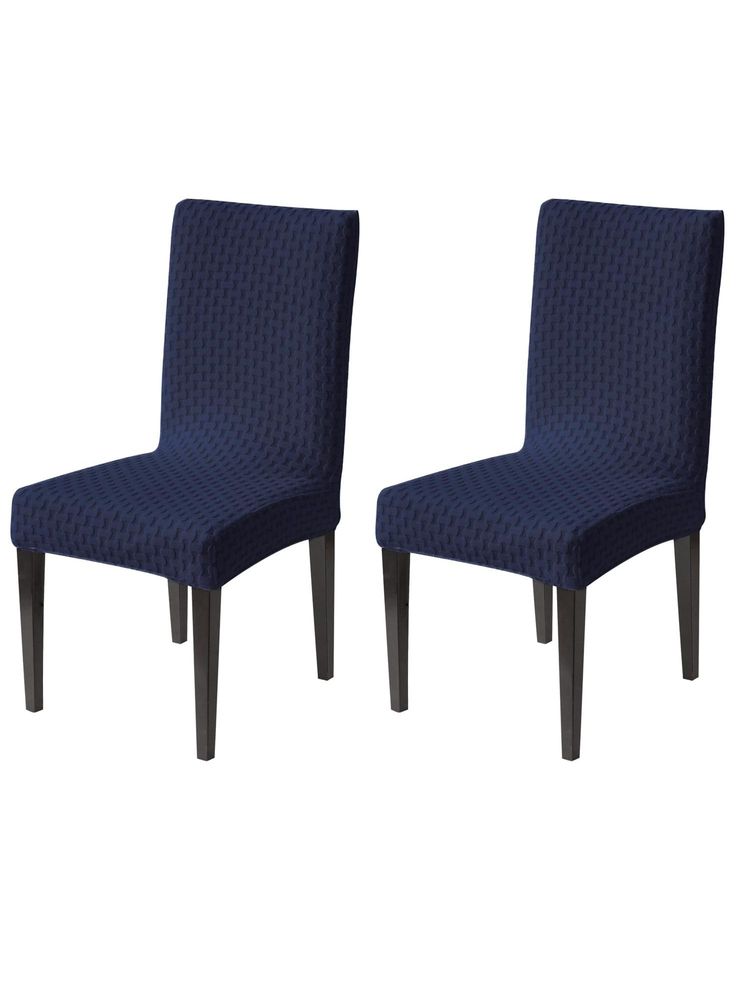 House of Quirk Navy Blue Elastic Jacquard Soft Touching Chair Cover Stretch Removable - (Pack of 2)-image-12