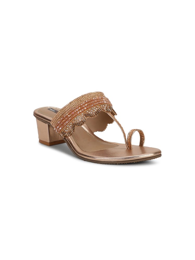 Bata Women Gold Sandal Heels-picture-15