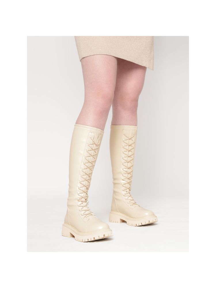 Truffle Collection Beige Solid Boots-image-0