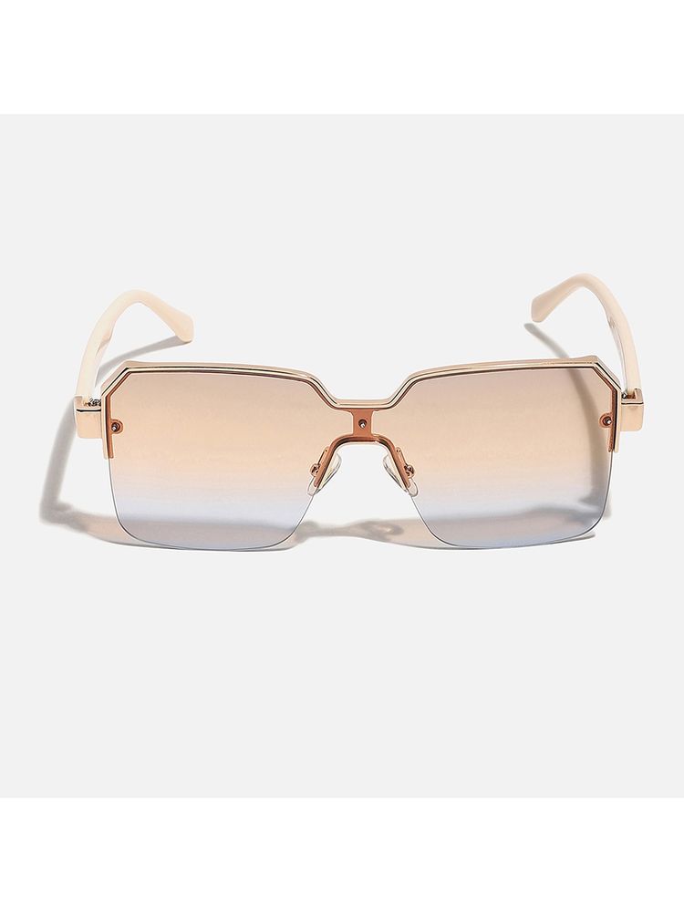 Haute Sauce Women Brown Lens Gold Rectangle Sunglasses (60)-picture-10