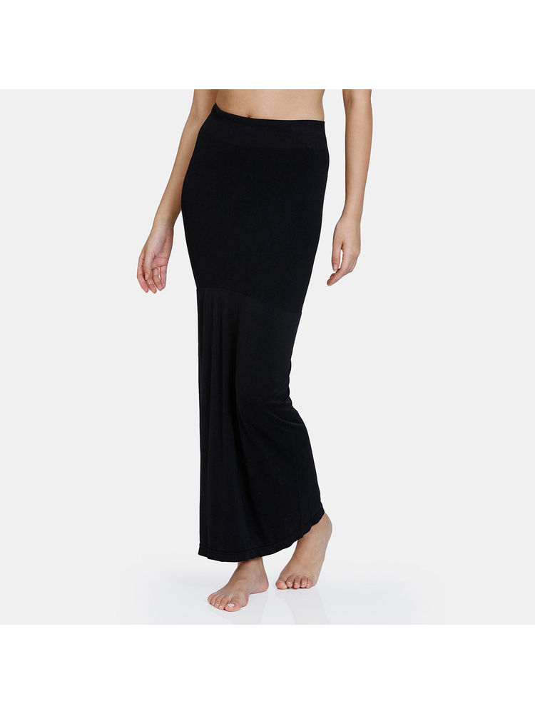 Zivame Seamless All Day Flared Saree Shapewear - Black-image-18