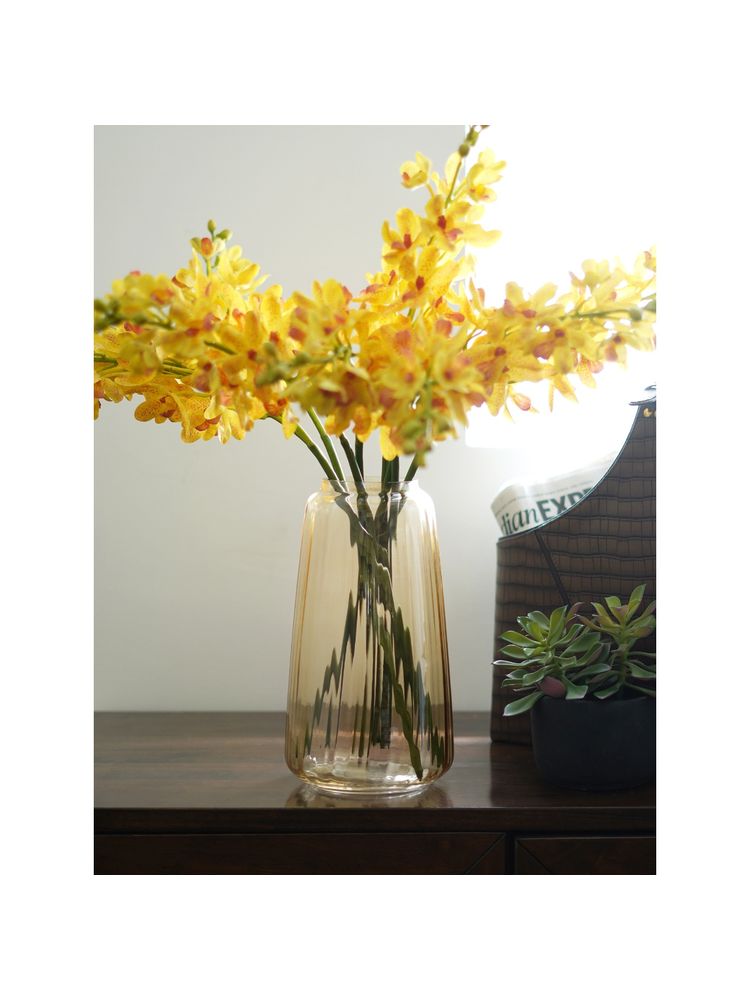 Pure Home + Living Amber Tall Ribbed Glass Vase-image-25