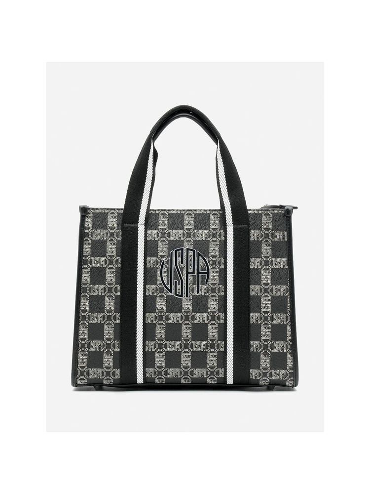 U.S. POLO ASSN. Mendy Black Monogram satchel Handbag with dual Straps-image-5
