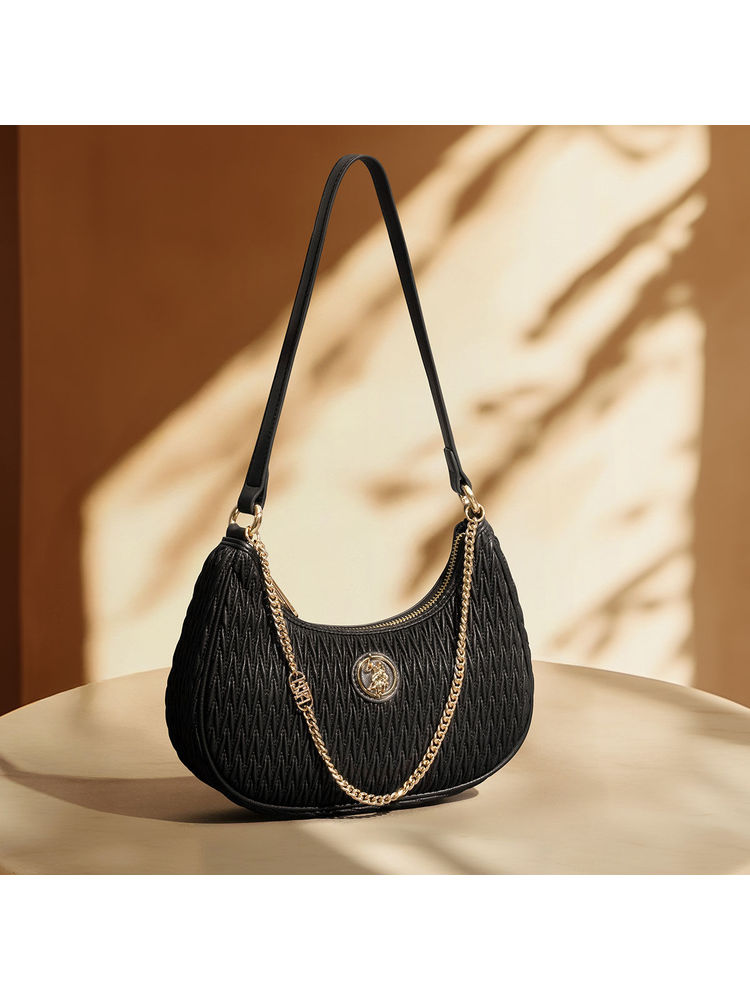 U.S. POLO ASSN. Vera Black shoulder Handbag with Solid Finish-image-3