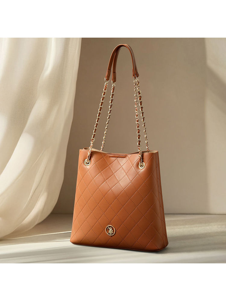 U.S. POLO ASSN. Jess Tan Solid tote Handbag with Multi Pockets-image-10
