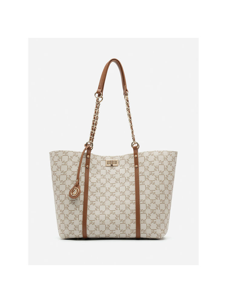 U.S. POLO ASSN. Kylie Off White tote Handbag with Monogram print-image-16