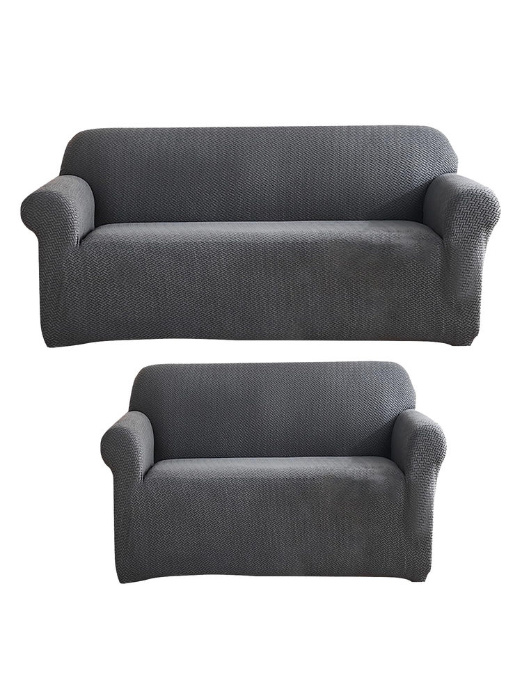 House of Quirk Grey Five Seater Thickened Fabric Sofa Cover Soft Touching Cover for Couch-picture-23