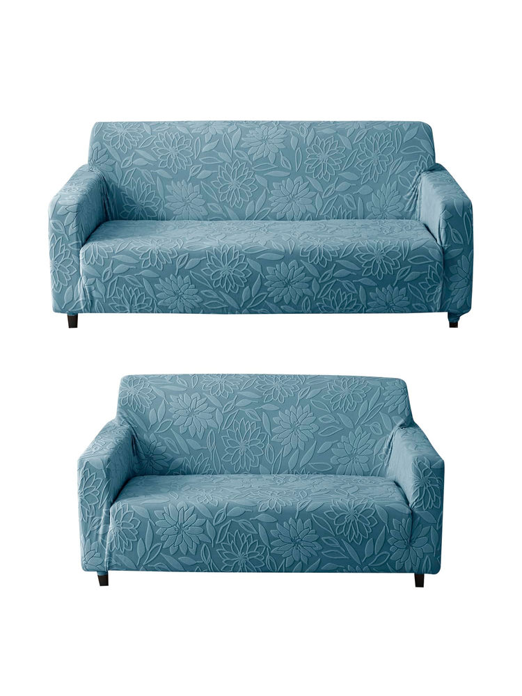House of Quirk Light Blue Five Seater Thickened Fabric Sofa Cover Soft Touching Cover for Couch-image-6