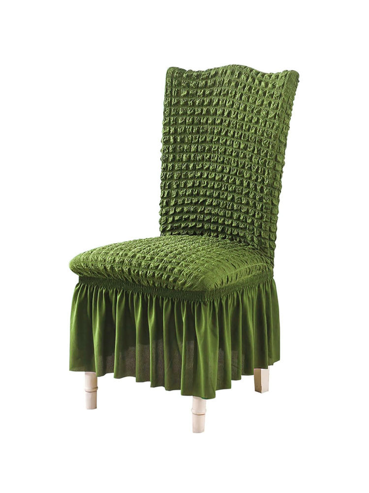 House of Quirk Green Bubble Frill Protector Seat Removable Washable Short Dining Chair Cover-image-41
