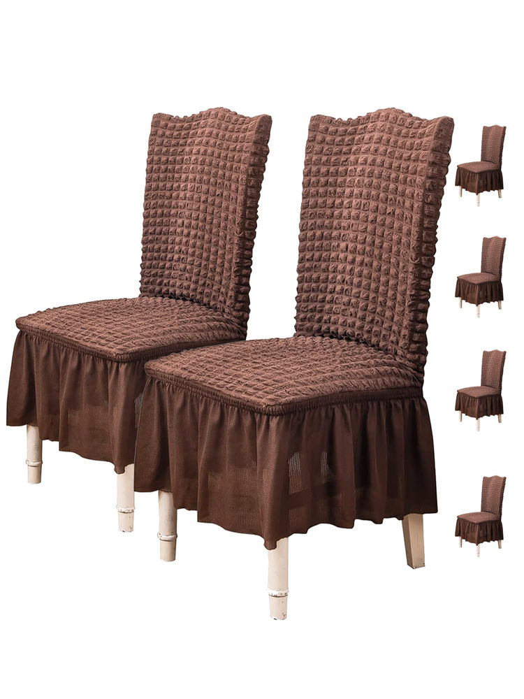 House of Quirk Coffee Bubble Frill Protector Seat Removable Short Dining Chair Cover (Pack Of 6)-image-34