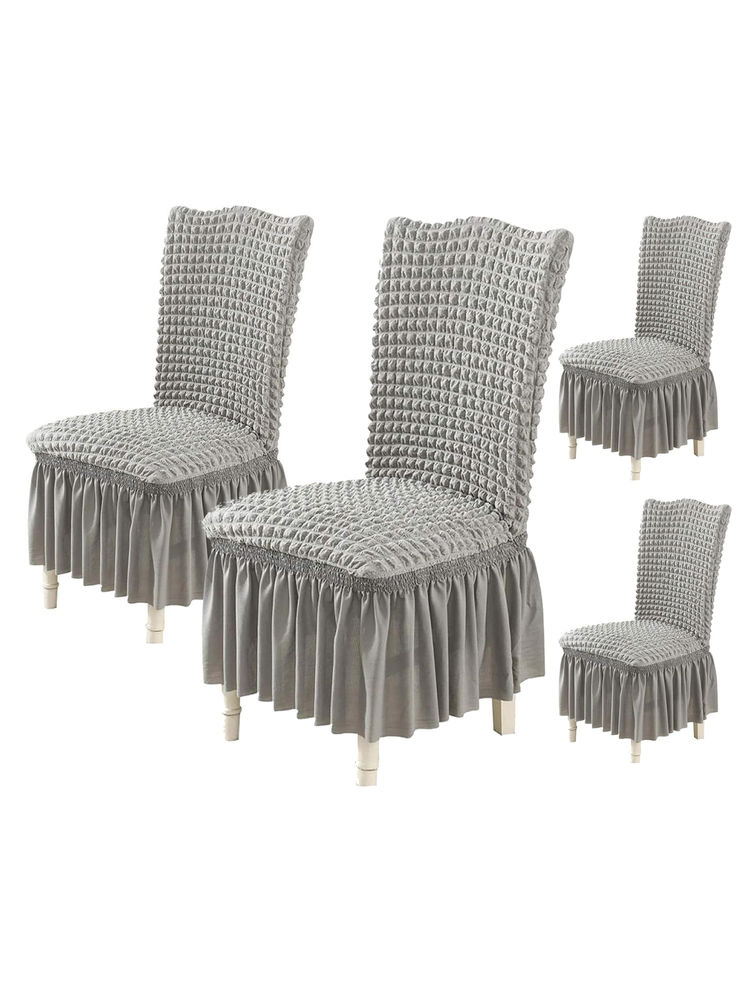 House of Quirk Smoke Bubble Frill Protector Seat Removable Short Dining Chair Cover (Pack Of 4)-picture-18