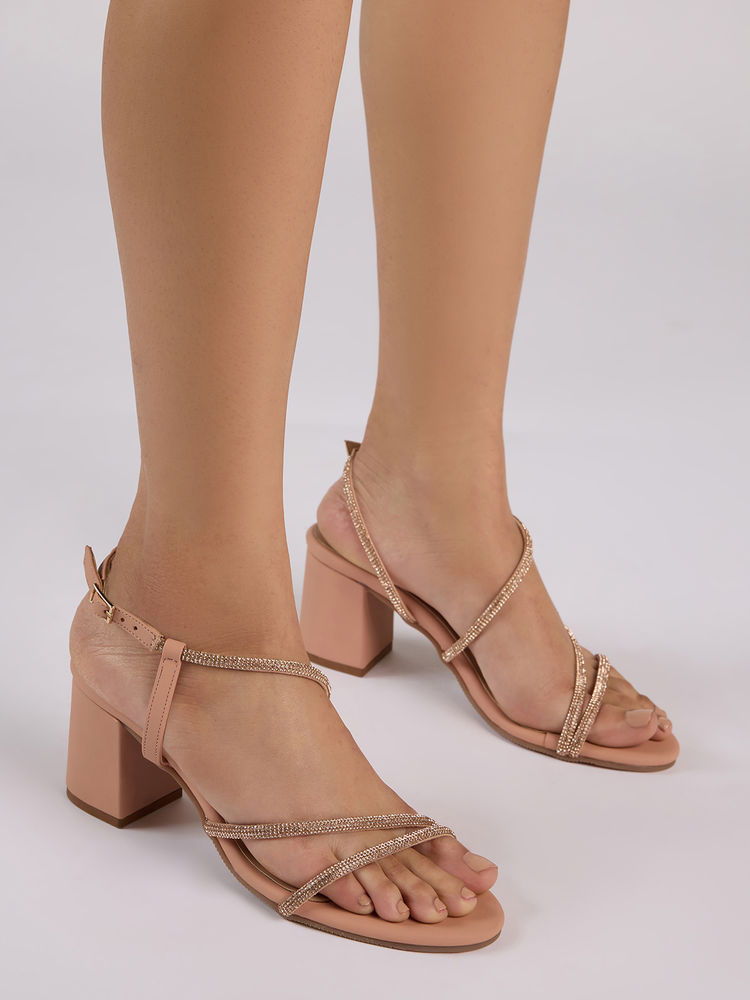 Twenty Dresses by Nykaa Fashion Women Pink Round Toe Embellish Strappy Block Heels Sandals-image-16