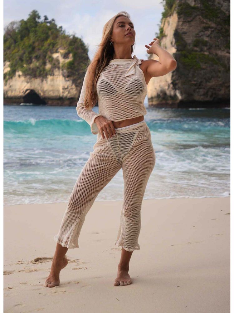 Keepfit Women's Off-White Beachwear Top With Pant-picture-15