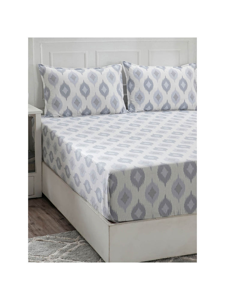 Maspar Cotton Abstract Print Bed Sheet with 2 Pillow Case (King)-image-36