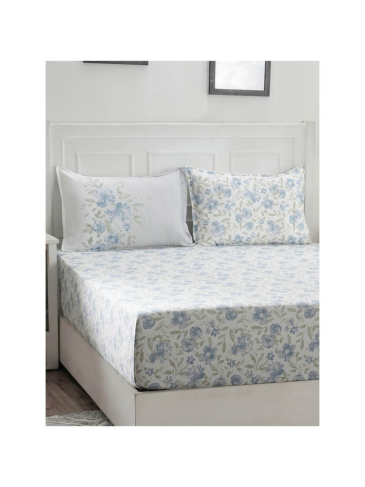 Maspar Cotton Floral Print Bed Sheet with 2 Pillow Case (King)-image-37