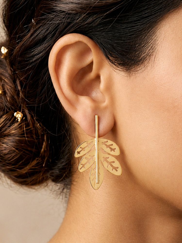 ARTKLIM Minimalist Leaf Branch Stud Anti-Tarnish Earring-picture-32