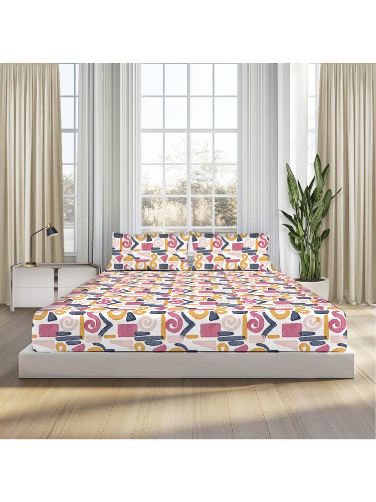 SLEEPSIA Lounge Vibrant Abstract Queen Size Double Bedsheets & 2 Pillow Covers-image-13
