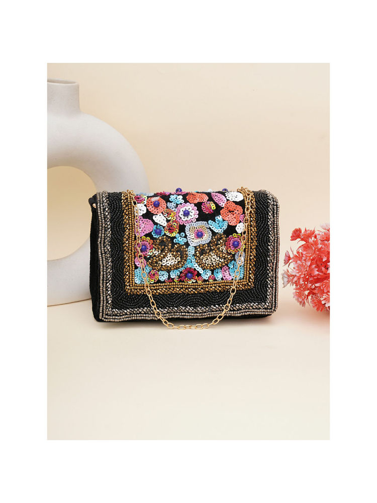 Fabbhue Womens Multi-Color Hand Embellished Box Clutch-image-44