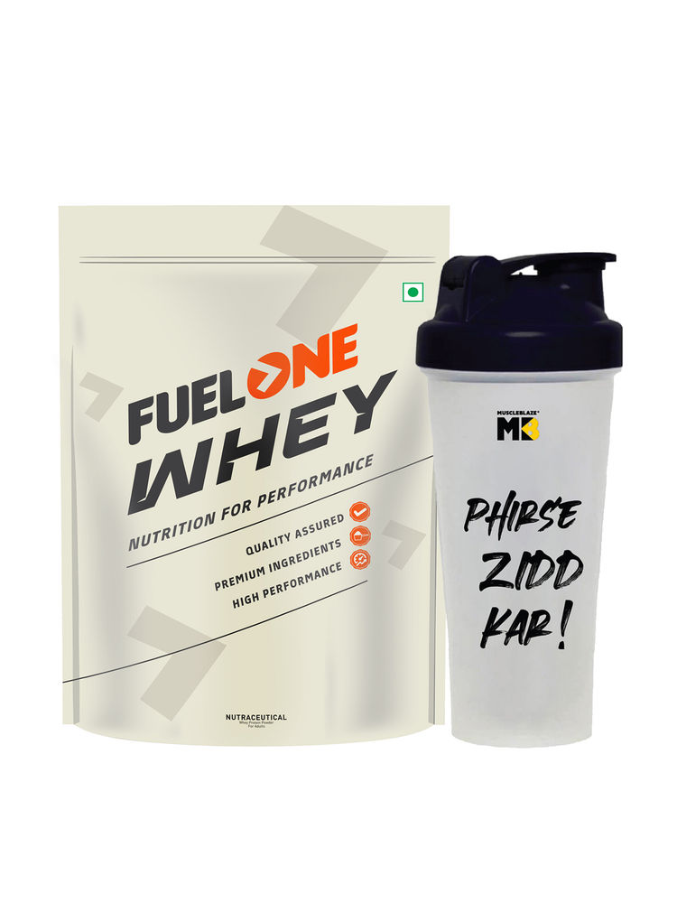 MuscleBlaze Fuel One Whey Protein, 24 G Protein And 5.29 Bcaa, Chocolate With Shaker