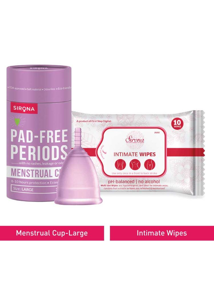 Sirona FDA Approved Reusable Menstrual Cup (Large Size) With Natural Intimate Wipes-picture-20