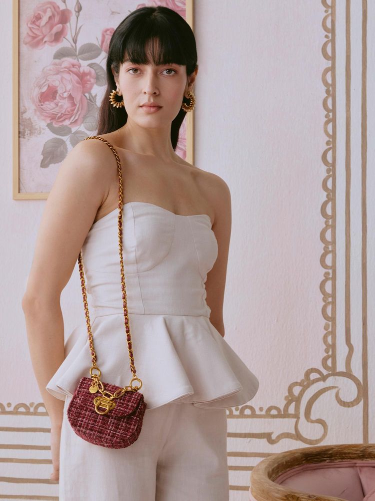MIRAGGIO Fate Tweed Micro Crossbody Sling Bag With Detachable Chain - Red (S)-image-37