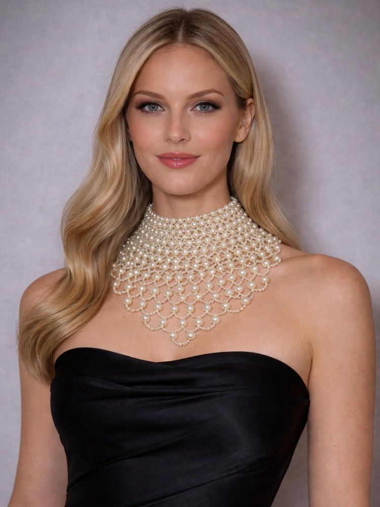 Odette White Alloy Beaded Pearl Necklace for Women-image-21