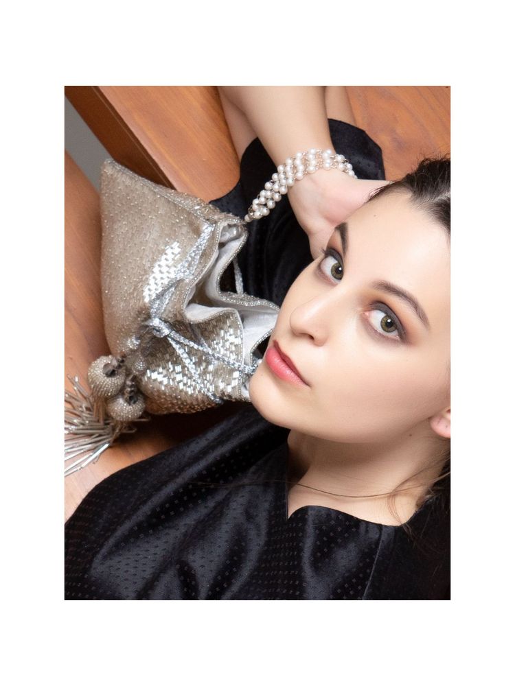 Odette Silver Beaded Potli Handbag-picture-19
