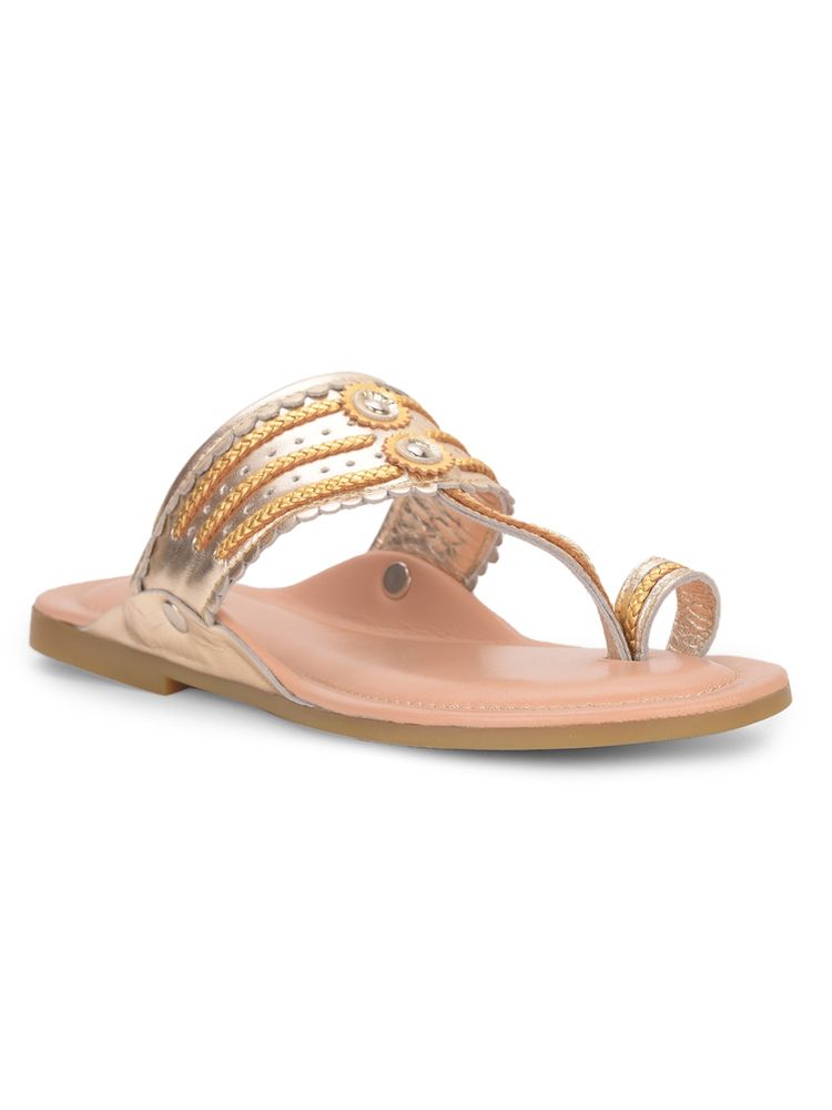 Bata Women Gold Leather Kolhapuri