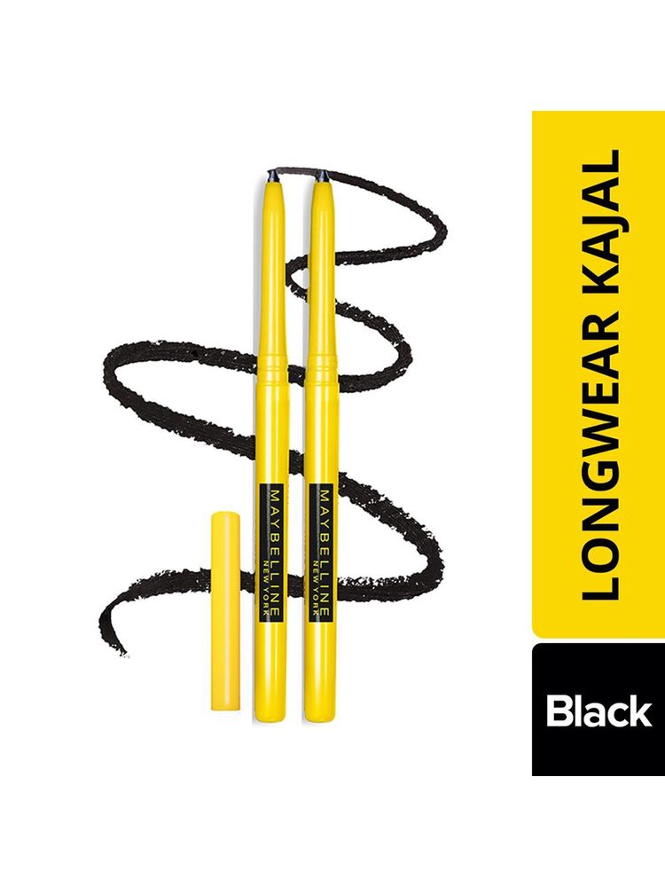 Maybelline New York Intense Colour Colossal Matte Finish Kajal Black Pack Of 2 Deep Black