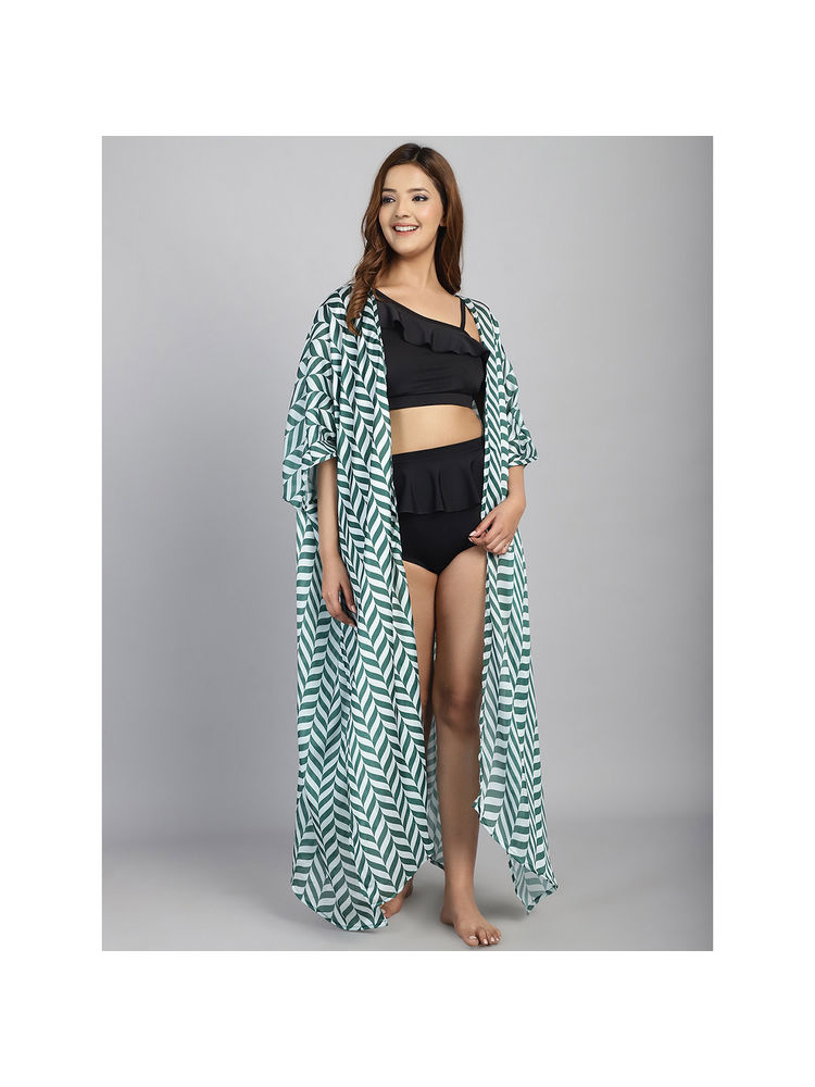 Cukoo Green Long Slit Cover Up Sarong-image-39