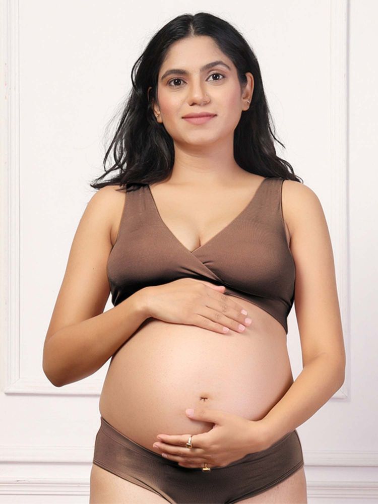 Zelena Brown Modal Maternity Nursing Bra-picture-17