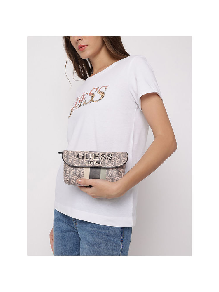 guess fashion Guess Beige Brand Logo Wilder Wristlet Cosmetic Pouch-picture-23