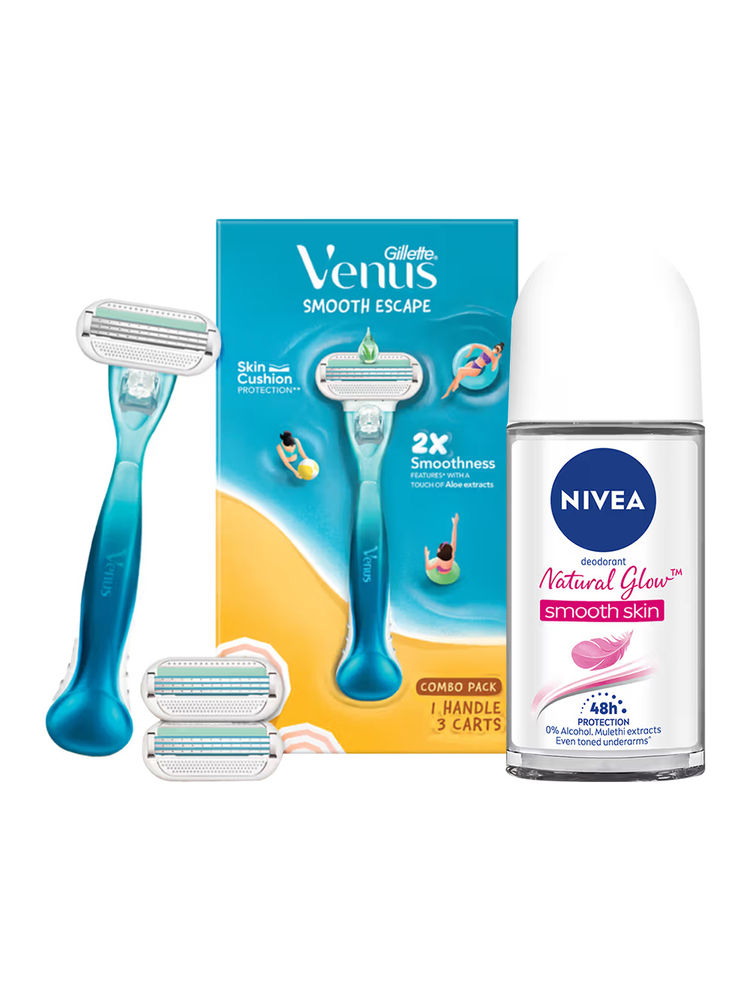 NIVEA Whitening Roll On + Gillette Venus Razor with Aloe Extract - Underarm Care Kit