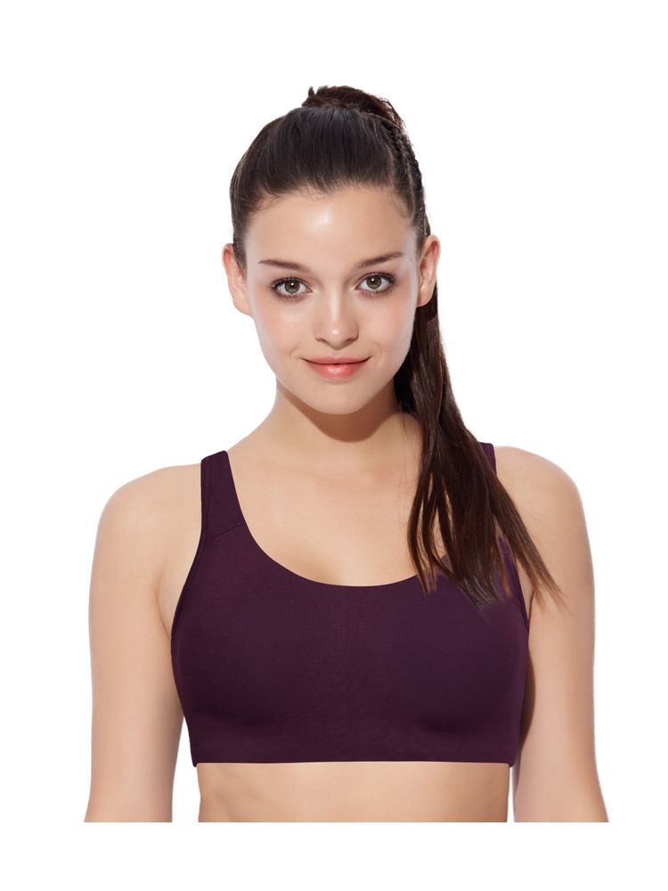 Enamor Low Impact Cotton Sports Bra - Non-Padded & Wirefree - Purple