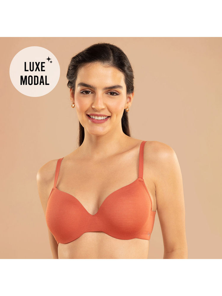 Nykd by Nykaa Super Soft Luxe Modal Padded Cushioned Wire T-Shirt Bra NYB218 Orange-picture-10