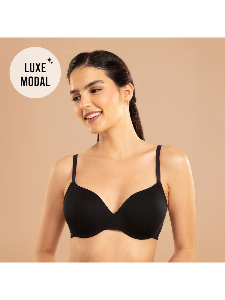 Nykd by Nykaa Super Soft Luxe Modal Padded Cushioned Wire T-Shirt Bra NYB218 Black-picture-20