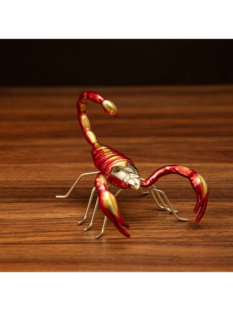 Gibox Brass Metal Red Scorpion Figurine Enamel Finish Table Accent-image-15