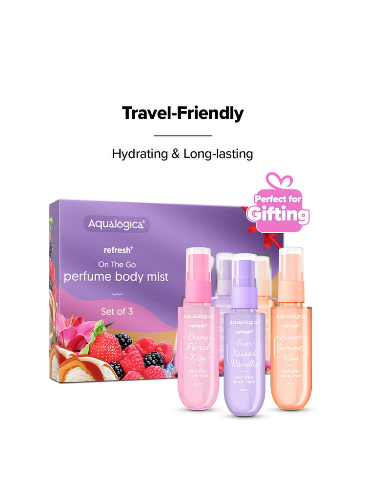 Aqualogica Refresh + On The Go perfume Body Mist Set of 3