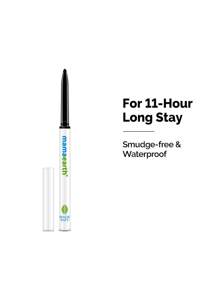Mamaearth Charcoal Black Long Stay Kajal Black Waterproof, For 11-Hour Smudge-Free Stay