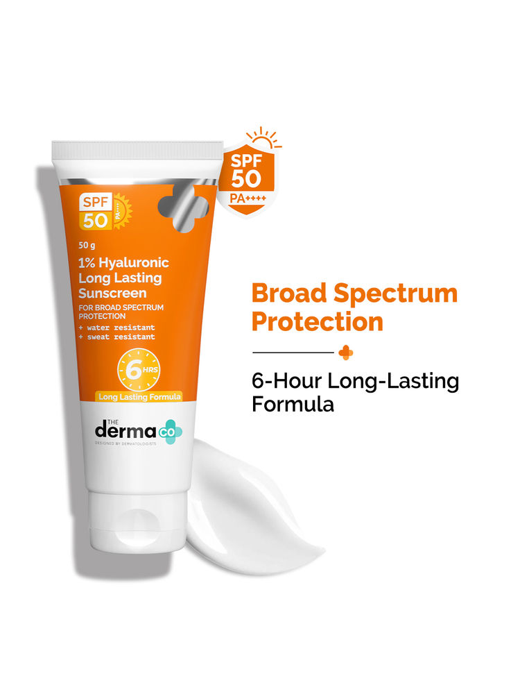 The Derma Co 1% Hyaluronic Long Lasting Sunscreen SPF 50, PA++++ |6 hrs. Sun Protection For All skin