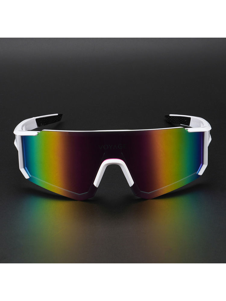 Voyage Drift Wrap Around Polarized Multicolor Lens & White Frame Sunglasses - PMG5599 (60)-image-9